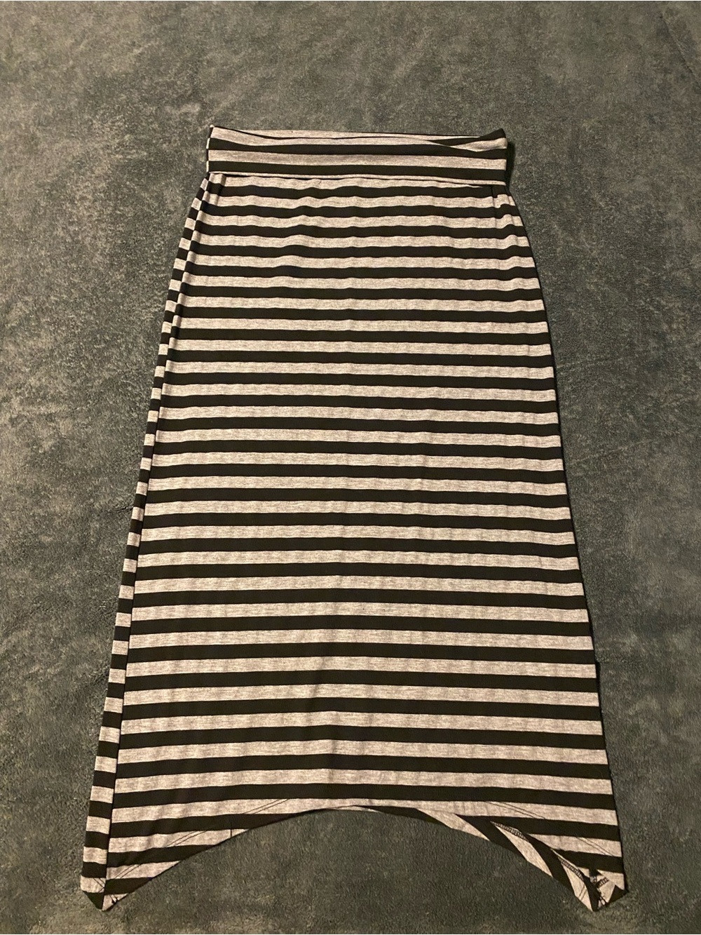 Striped Black and Cream Midi Skirt